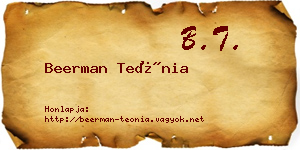 Beerman Teónia névjegykártya